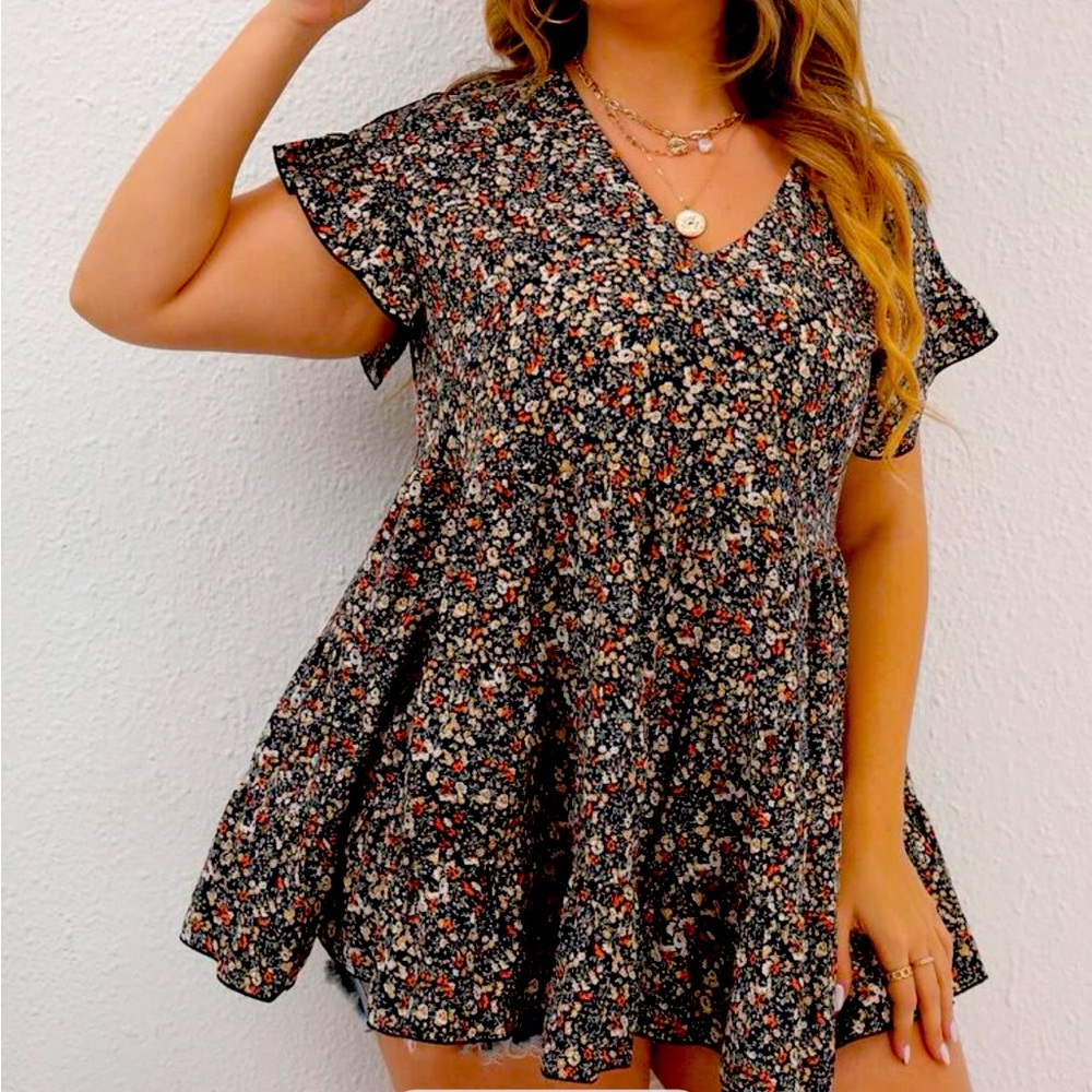 Floral babydoll blouse